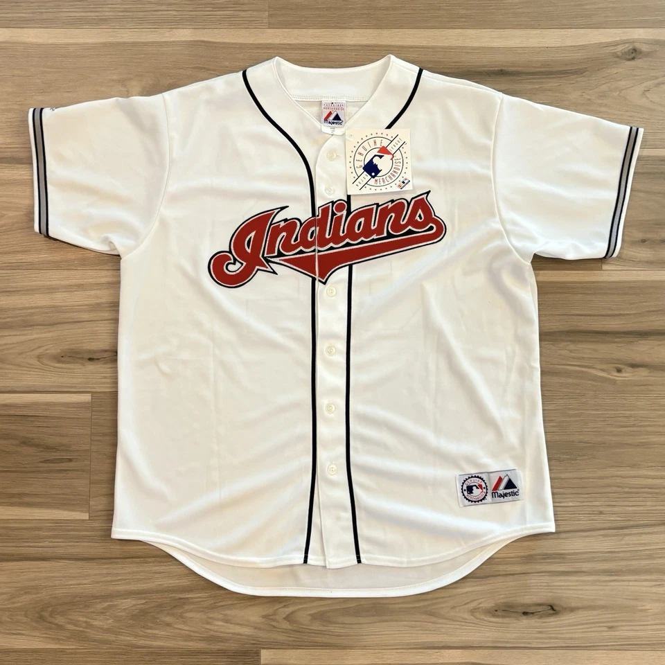 Camiseta de béisbol majestuosa XL autografiada por Aaron Laffey Cleveland Indians XL con certificado de autenticidad Foto 2 de 4