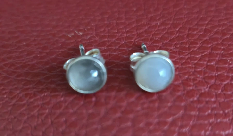 NUEVO EN CAJA Pandora Gotas Esterlina Piedra Lunar Gris Piedra Natal Junio Pendientes Foto 2 de 3