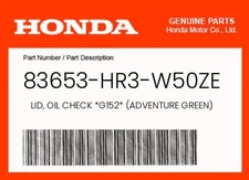 Honda Genuine Lid, Oil Check *G152* (Adventure Green) - 83653-Hr3-W50Ze
