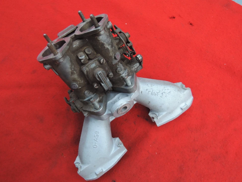 FIAT 1100 Used Side Draft Carburetor INTAKE MANIFOLD w/ Holley Europea Weber - Imagem 4 de 4