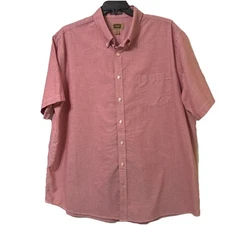 The Foundry Men's Shirt 2XLT Short Sleeve Weathered Red Back Collar Button