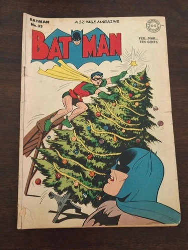 Vintage Batman Robin # 33 Penguin Appearance Golden Age Christmas Cover 1946