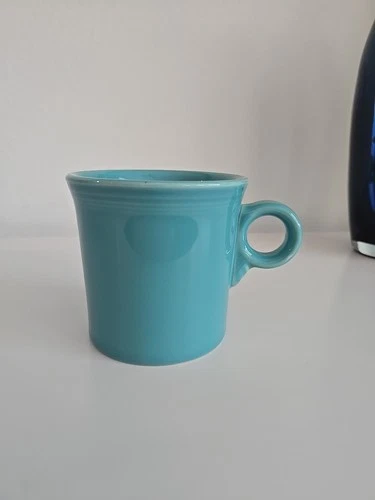 Fiesta Ware Coffee Cup Mug Homer Laughlin HLC O Ring Handle Turquoise Fiestaware
