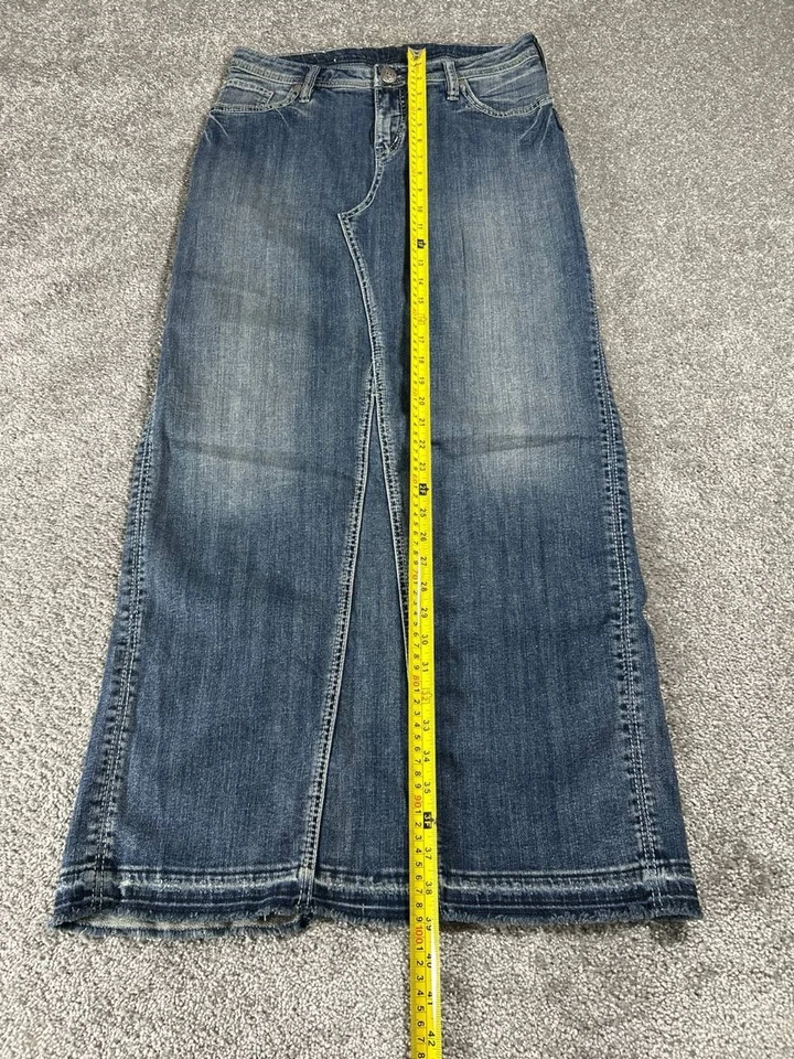 Vintage Y2K Denim Maxi Skirt Womens 29 Silver Jeans Adele - Image 2 of 4