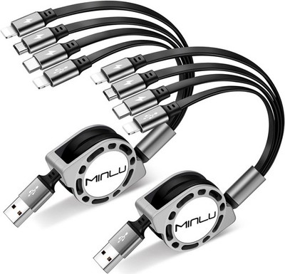 Minlu Multi Ladekabel, 4 in 1 einziehbares Ladekabel [2er Pack 1,2 m]... 