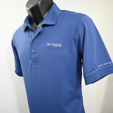 Columbia PFG Vented Fishing Polo Blue Omni-Shade Short Sleeve Mens Size Small