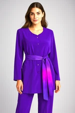 Vtg 80s S.G. Sport Collection Bright Purple Pants Suit & Scarf Size M/L NWT Rare