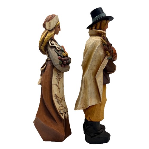Pacific Rim Cubist Thanksgiving Harvest Pilgrim Man & Woman Figures 17” Tall - Bild 4 von 6