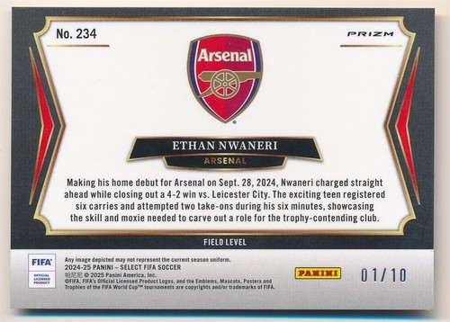 ETHAN NWANERI 2024/25 PANINI SELECT FIFA FIELD LEVEL GOLD PRIZMS MINT SP #01/10 - Bild 2 von 2