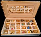 Vintage Costume Jewelry Ring Lot of 24 Gold Tone Some Signed In Jewelry Box Lot