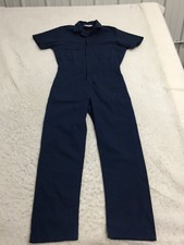 VTG Berco Coveralls Mens 38R Blue Workwear Made in USA Jumpsuit Poly Blend Short
