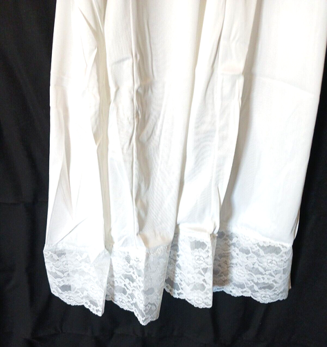 Vintage Slip Nightgown Lingerie Lace Nylon Sz S 32 Bust White 1960s NOS - Picture 3 of 8