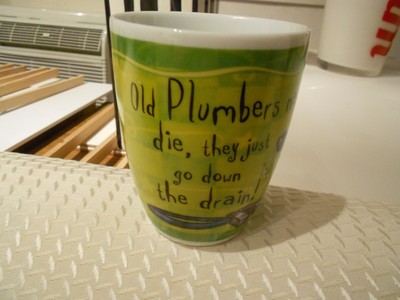old plumbers never die/first rate plumber mug-h&h-vg++ 4'' high