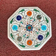 15'' Marble Coffee Center Table Top Inlay Malachite antique bird Lapis Mosaic yy