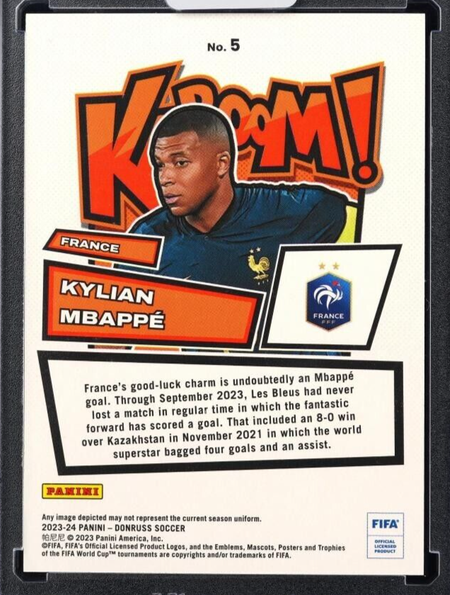 2023-24 Panini Donruss Soccer FIFA Kylian Mbappe #5 Kaboom 2023-24 Panini Donruss Soccer FIFA Kylian Mbappe #5 Kaboom