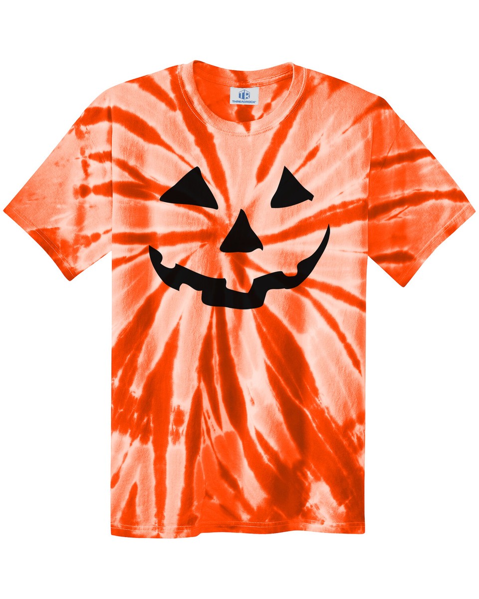 Halloween Pumpkin Face Men's Unisex Tie Dye T-Shirt Jack O Lantern