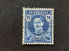 1942 AUSTRALIA DEFINITIVES P14 COFA WMK 3½D BLUE KING GEORGE VI KGVI - USED