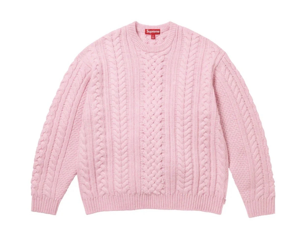 Mens pink deals cable knit sweater