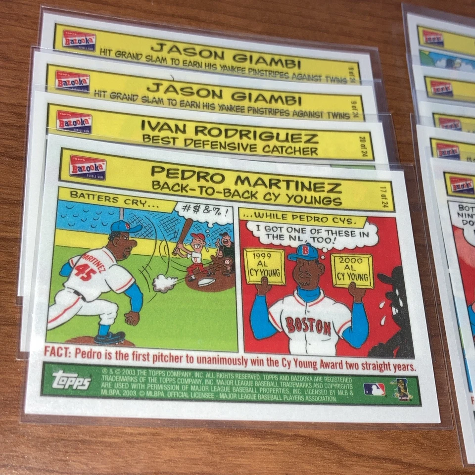 2003 Topps Bazooka Comic Card Baseball Lot of 9 Pedro ARod Randy Johnson Maddux - Image 2 of 3