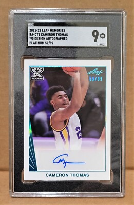 2021-22 Leaf PLATINUM Cameron Thomas #/99 RC #BA-CT1- SGC 9 MINT