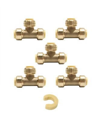 EFIELD 5 PCS 3/4''  Push-Fit Tee Fitting &Disconnect Clip, No Lead