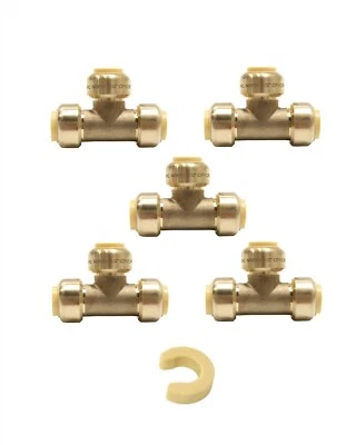 EFIELD-HOGER EFIELD 5 PCS 3/4" Push-Fit Tee Fitting &Disconnect Clip, No Lead