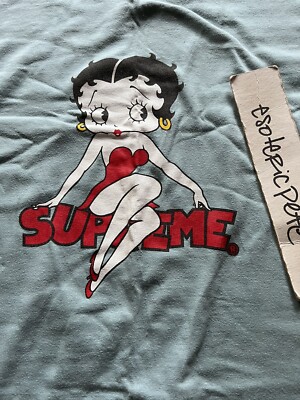 ★supreme×BETTYpop★ LARGE SUPREME BETTY BOOP TEE SLATE SPRING 2016 box logo off