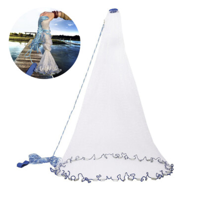 6-16FT White Monofilament American Cast Net Saltwater Fishing Net with Zinc  Sink | eBay