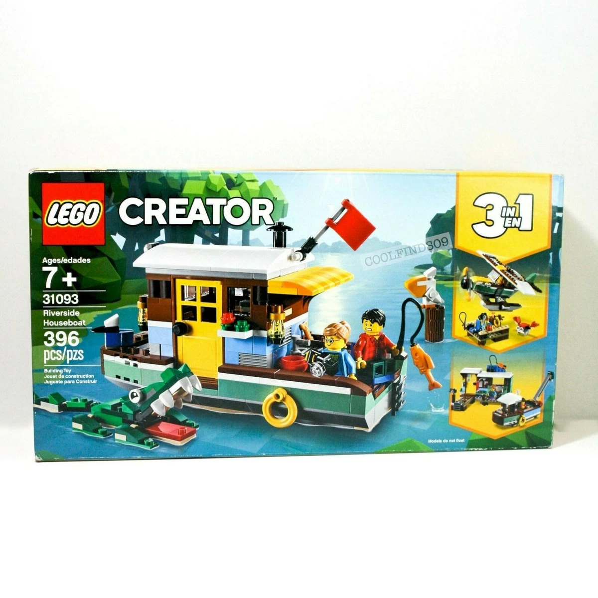 LEGO 31093 Creator 3-in-1 Riverside Houseboat Seaplane Fishing Village Boat  Kit 673419302135