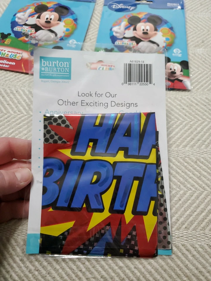 3 Globos Mylar Feliz Cumpleaños - Mickey Mouse, Decoraciones Fiesta, Lote J Foto 3 de 4