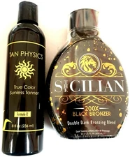 Tan Physics Sunless Self Tanner & The Sicilian 200X Black Bronzer Tanning Lotion