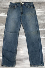Men's Levis 505 Straight Fit Denim Jeans 33x32 Blue Medium Wash Modern Red Tab