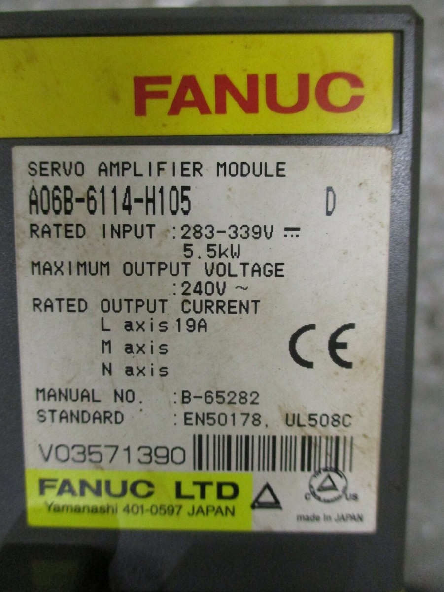 FANUC A06B-6114-H105 Servo Amplifier Module 283-339VDC 5.5kW FANUC A06B-6114-H105 Servo Amplifier Module 283-339VDC 5.5kW