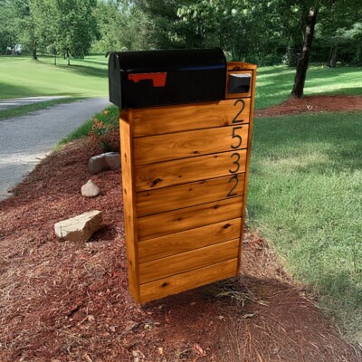 Handcrafted Classic Teak Cedar Mailbox Stand - Made in USA/Free Shipping