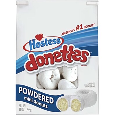 Hostess Donettes Mini Donuts, Powdered, 10.5 Ounce Pack of 2