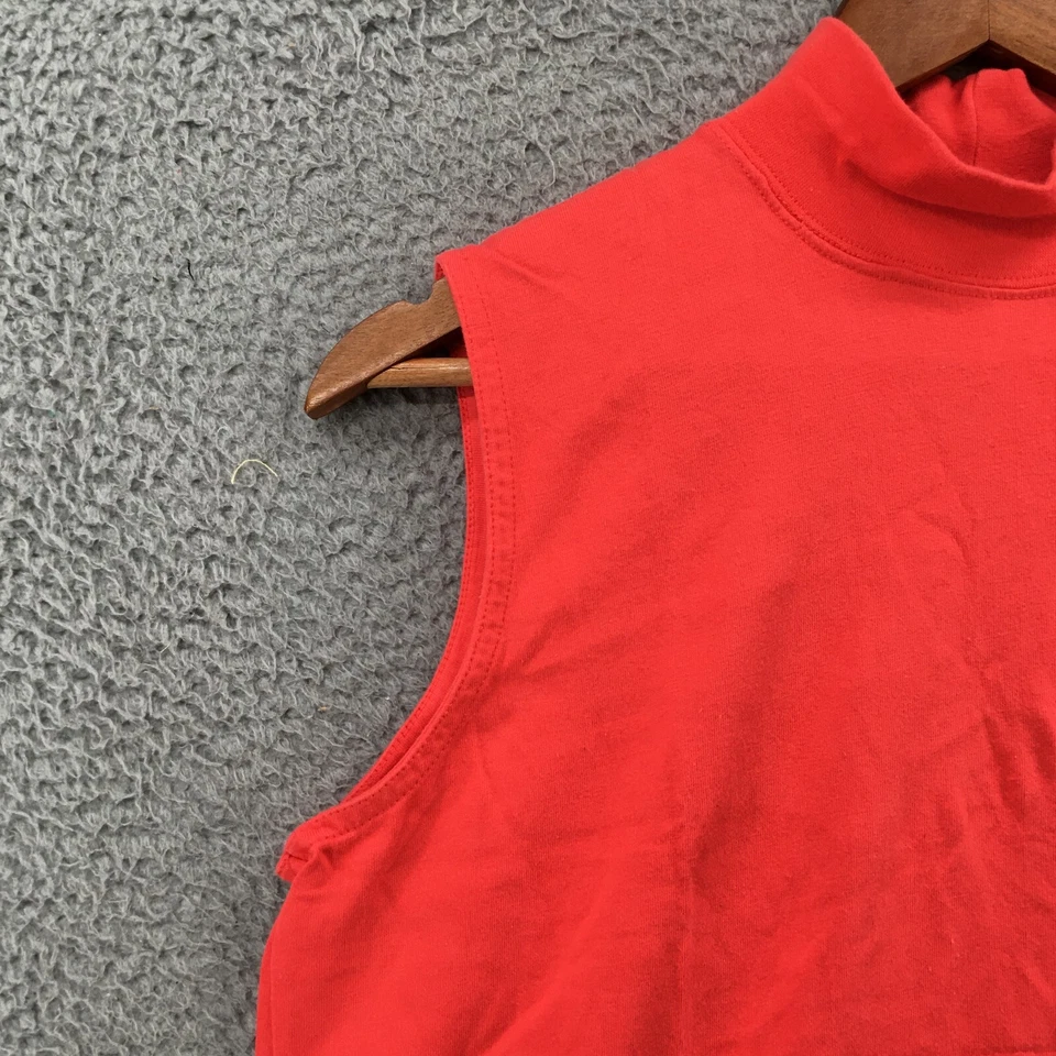 Camiseta sin mangas Talbots para mujer mediana naranja algodón cuello falso manga corta pulóver Foto 4 de 4