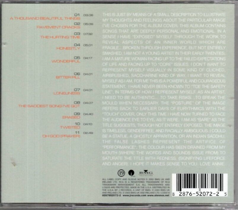 Annie Lennox CD/DVD J/BMG Records, 2003, 8287652072-2, Bare ~ NM