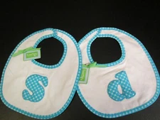 Mud Pie Initial "D" or "S" Blue Print Bib, NWT