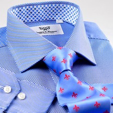 Mens Elegant Blue Twill Double Ply 80's Fine Wevon Formal Business Shirts