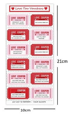 Valentines Gift For Her Him Love Coupons Wife Husband Valentine Present UK