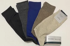 Perry Ellis Portfolio Men's  5-Pair Dress/Casual Socks     Blue/Brown/Gray/Black