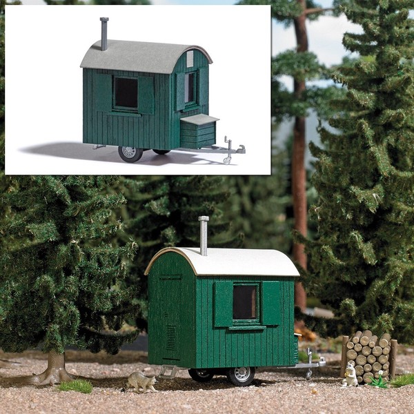 Busch Forstwagen GrüN Bausatz (1983) Spur H0 1:87 Echt-Holz-Bausatz Neu & Ovp-image