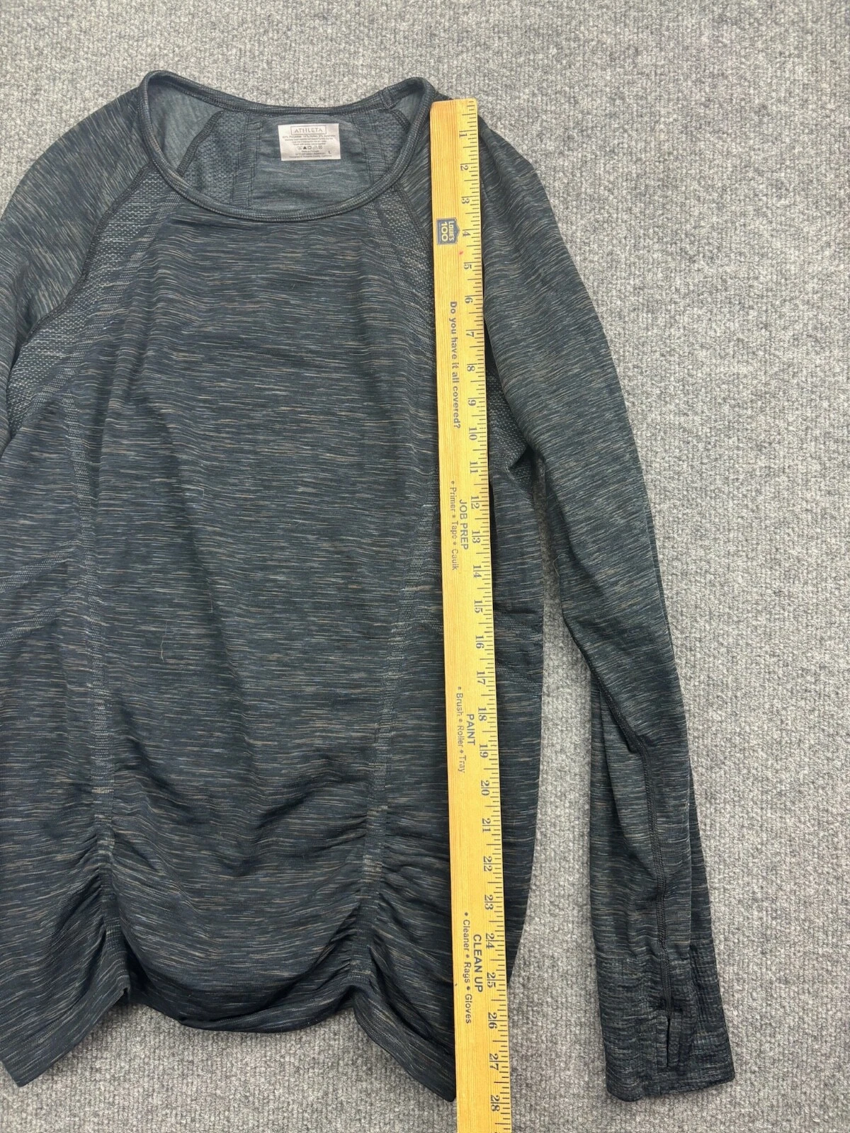 athleta space dye ruched long sleeve thumb holes athletic shirt