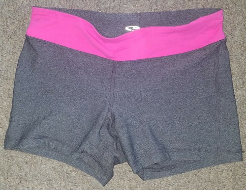 Champion Medium Women's Spandex Shorts, Gray with Hot Pink Band, Activewear  | eBay
