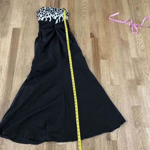 David Meister Womens Long Black Evening Gown Dress Strapless Sequin Floral 2 - Picture 4 of 20