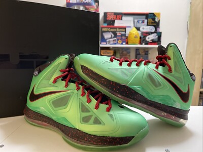 Nike LeBron X 10 Cutting Jade Black Red 2012 Size 10.5 (541100-303)