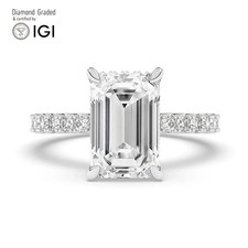 Emerald Diamond Engagement Ring Platinum Labgrown 4.80 Ct Solitaire