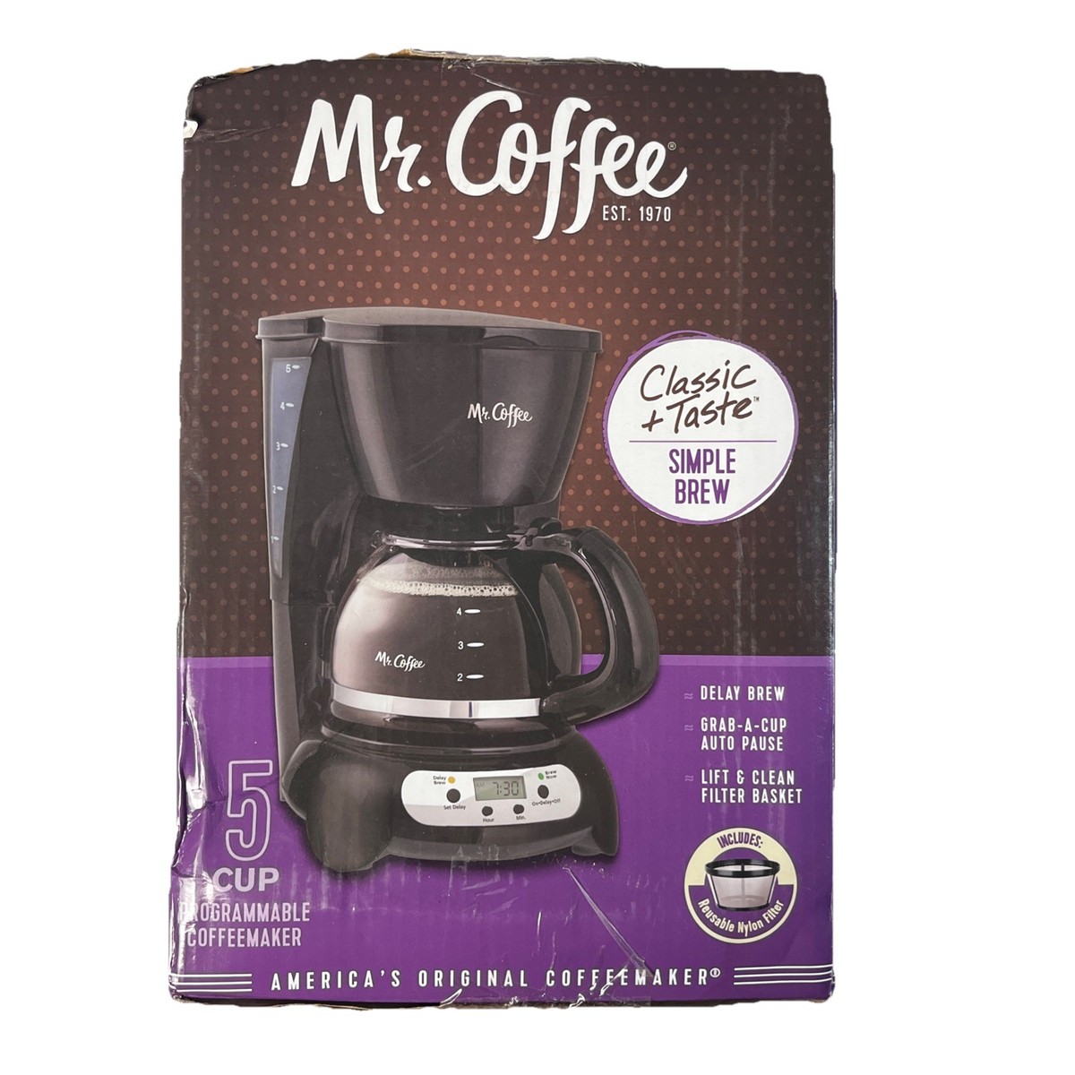 Coffee 5-Cup Programmable Coffee Maker Simple Brew BVMC-TFX7 Black NEW