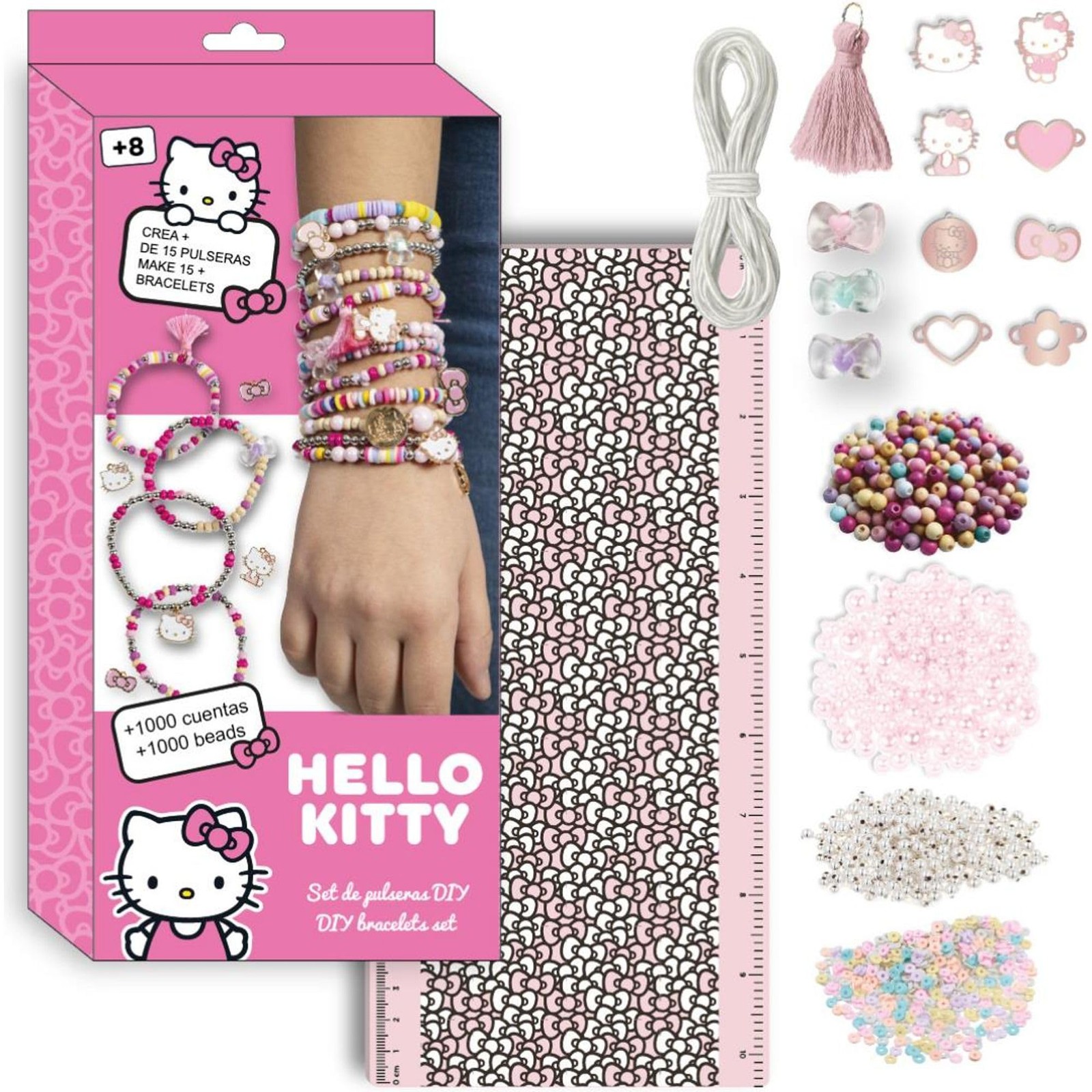 Kit de bracelets DIY Hello Kitty avec perles et charms pour création de bijoux enfant