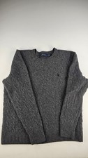 Polo Ralph Lauren Women's XL Cable Knit Sweater Charcoal Gray Crewneck Pony